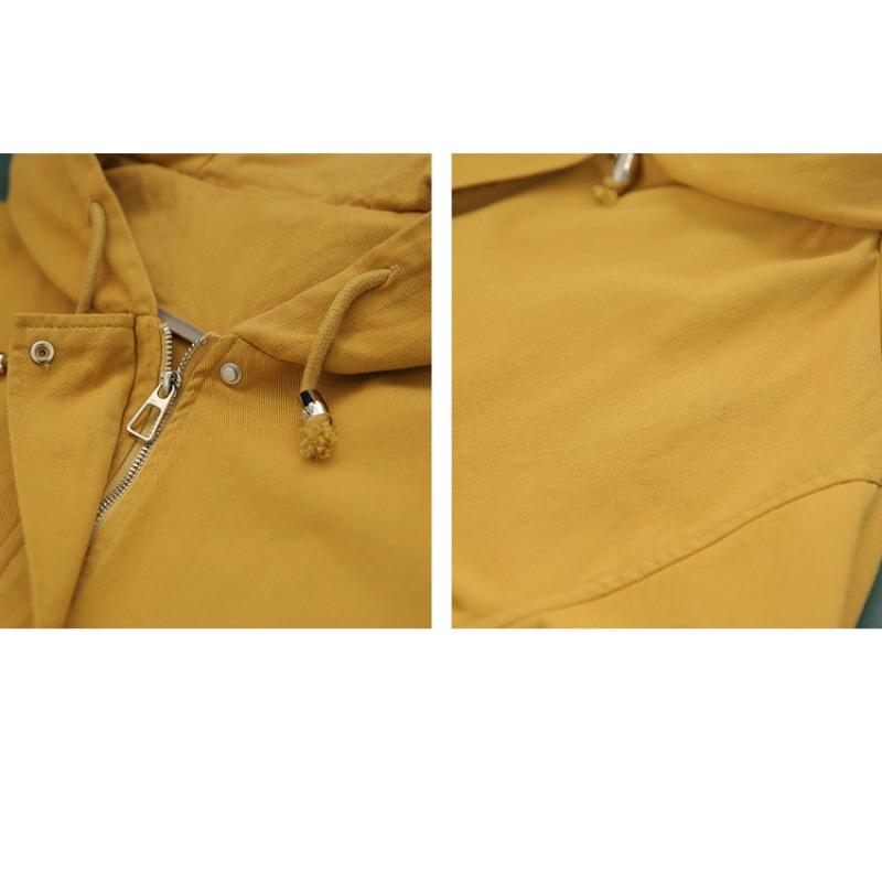 DIMANAF 2023 Femmes Longueur Coupe-Vent femme Grande Irrégulière Coréenne Ample À Capuche Mode Jaune Grande Taille Point Ouvert