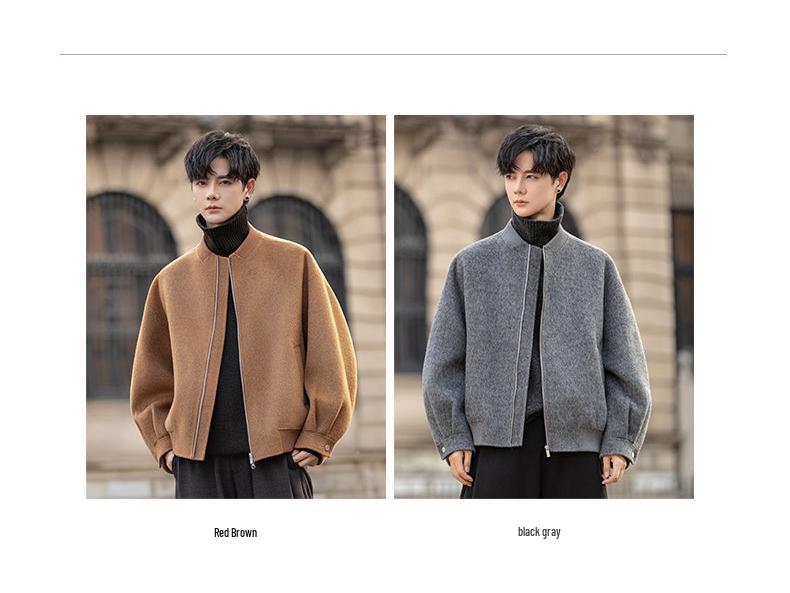 Hochwertiger Wollmantel für Herren - Herbst/Winter 2025 Stehkragen Kurze Jacke