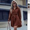 Autumn New European and American Women's Clothing Commuter French Dress Foreign Trade Lapel Amazon Cross-border Shirt Skirt
