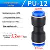 Pneumatic Air Tube Connector: PU8 Straight, PV10 Right-Angle Elbow, Quick-Insert, Butt Joint, Blue Plastic, PG6-4 Reducer.