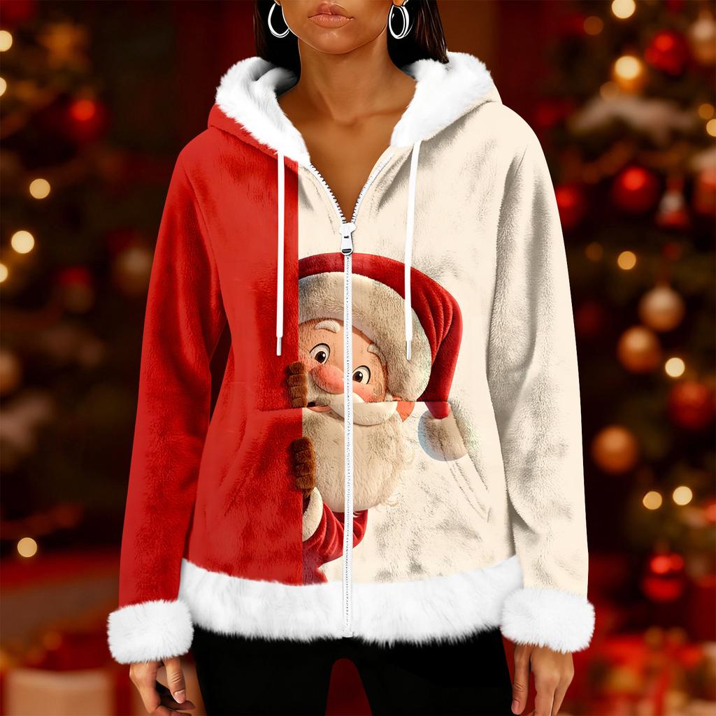 Cárdigan con Capucha de Forro Polar Casual de Moda para Mujer con Cremallera y Manga Larga