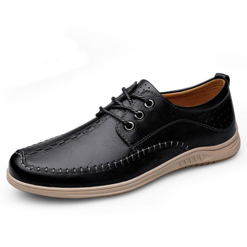 Fashion Real Leather Mens Lace Up Casual Shoes Top Quality Leisure Walk Footwear Luxury Driving Shoes Classic New Outdoor Male Sneakers