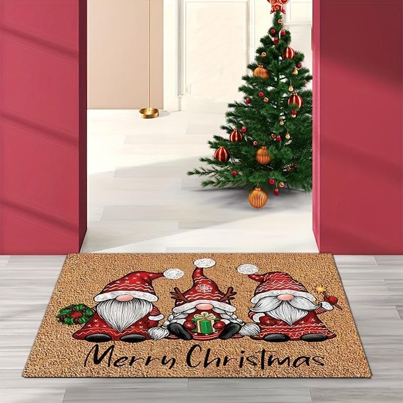 Christmas Bath Door Mat Cute Gnome Snowman Floor Mat Non Slip Area Rugs For Living Room Bathroom Home Entrance Decoration