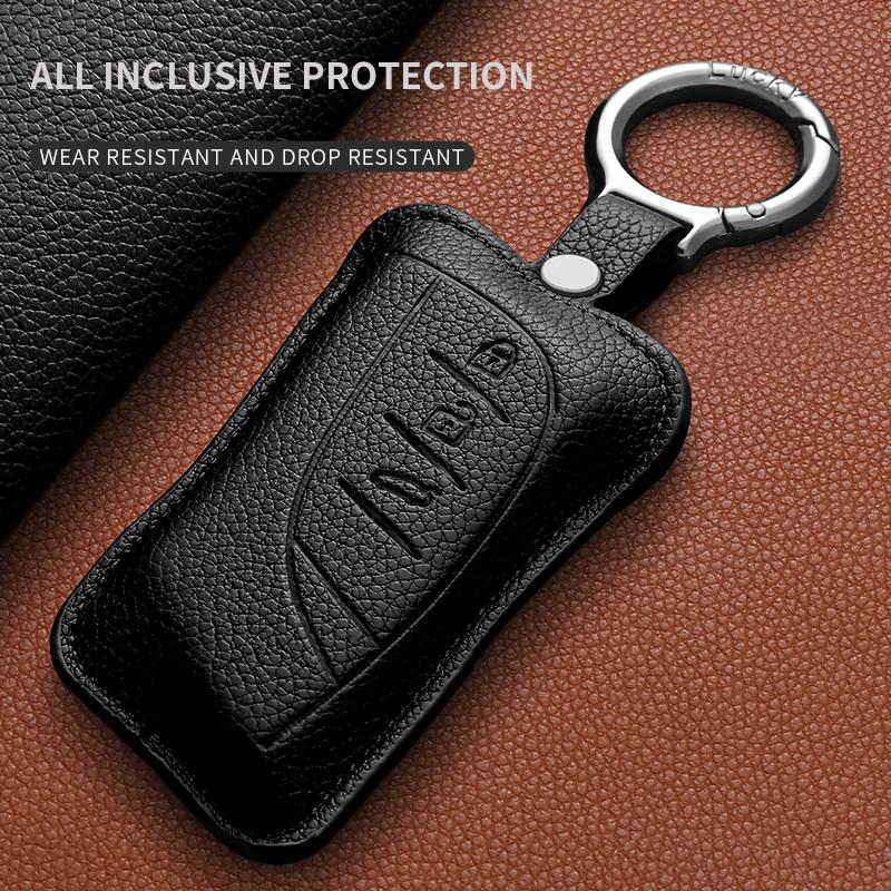 Genuine Leather Auto Smart Key Fob Cover Fit For Lexus Es300H Rx300H Ls500H Lx700H Gx550H Nx350H Rz450E Nx Phev Rx Phev Anti-Scratch Auto