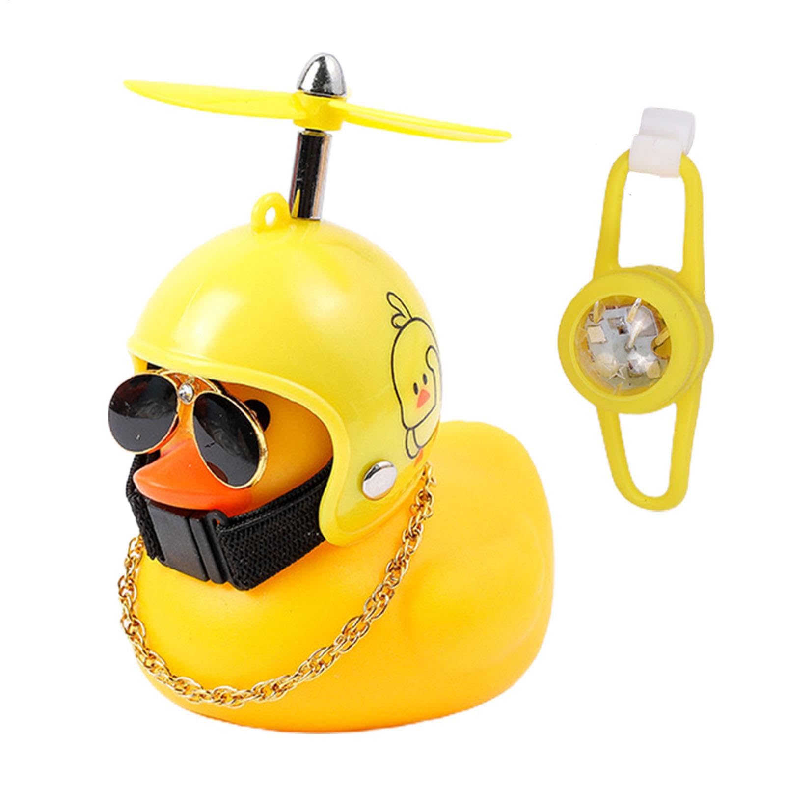 

Ducks Motorcycle Captain, Dashboard Car Duck | Yellow Duck Cycling Decoration with Propeller Helmet See description