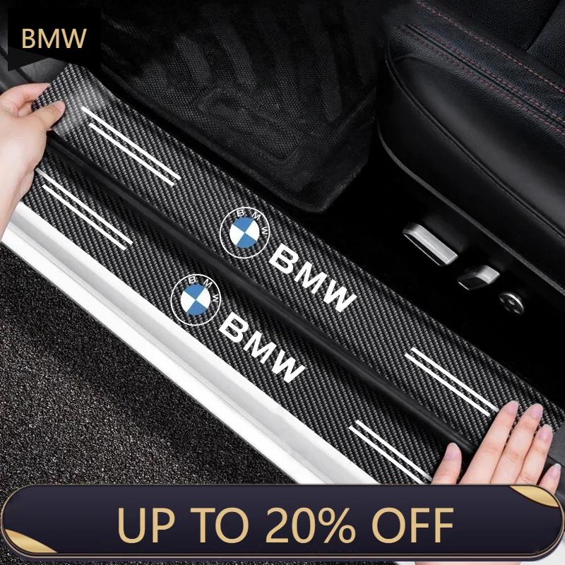 XUREI1 E46 B3 For BMW 4Pcs Carbon Fiber Car Door Threshold Plate Stickers For BMW M M3 M5 F10 F30 F20 E28 E30 E34 E36 E39 E46 E91 Perfo
