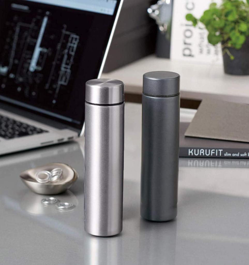 Marutatsu Water Bottle Mini Mug Bottle Vacuum 2 Layer Small Slim Stylish Stainless Steel Bottle Black 220ml 35070BK Warm/Cold
