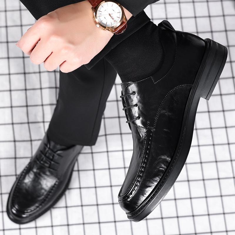 Business Dress Men's Leather Shoes Men's 2025 British Leather Shoes Casual Height Increase 8CM Wedding Groom Shoes