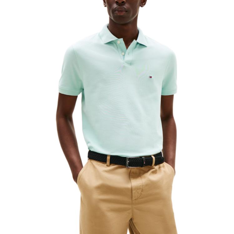 Tommy Hilfiger Slim Fit Solid Logo Short Sleeve Polo Shirt Men Tops MW41282000L8O