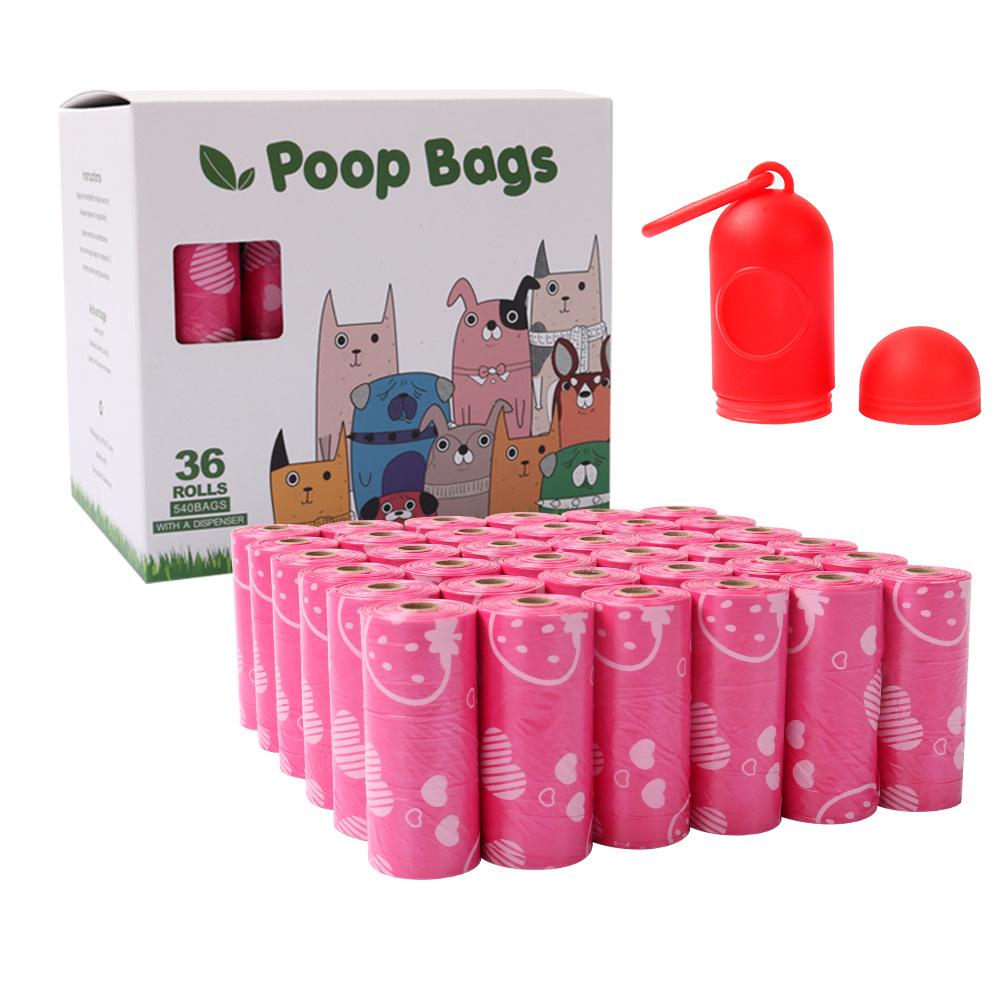 Biodegradable Strawberry Scented Dog Poop Bags with Dispenser - Thick and Durable
