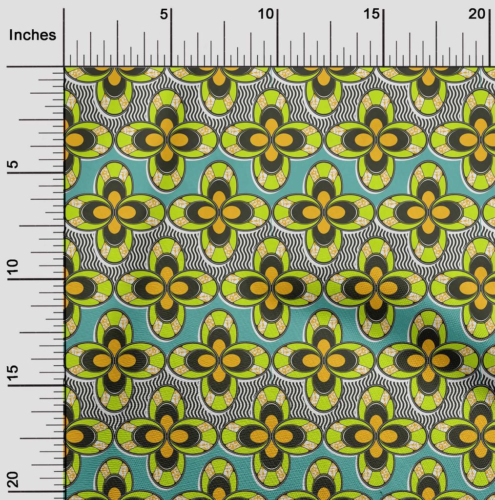 oneOone Cotton Flex Green Fabric African Sewing Material Print Fabric by The Yard 40 Inch