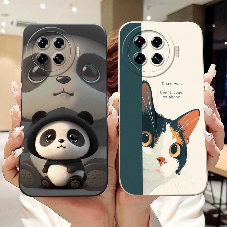 For Tecno Spark 20 Pro+ 2024 Case Fashion Flower Cactus Soft Liquid Silicone Lens Protective Cover on Spark 20 Pro Plus KJ7 Etui
