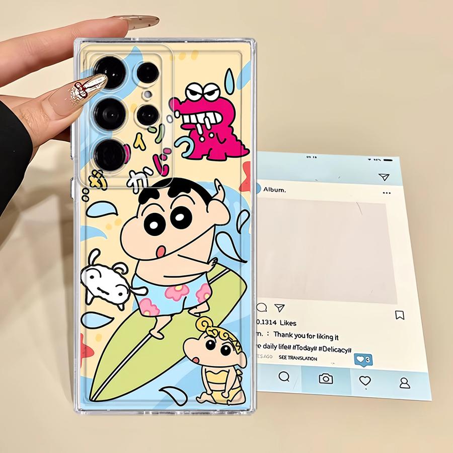 Phone Cover Case for Samsung Galaxy S25 Edge S22 FE S20 Plus Note 20 Ultra 10 S26 S21 S24 S23 Ultra Cute Crayons Shinchan