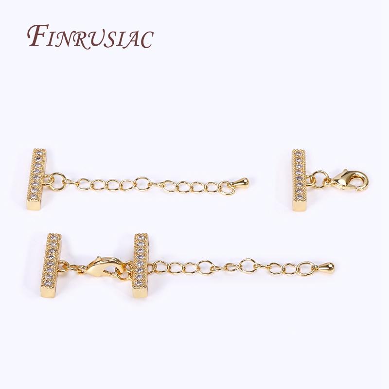 DIY Multi-Strand Beading Jewelry Making Supplies,18K Gold Plated Lobster Clasp Extension Chain With Cuboid Separator Spacer Bars