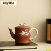 230ml Yixing Lila Ton Teekannen Handgefertigt Vergoldet Silber Bambusabschnitt Topf Rohmaterial Zhu Ton Kessel Mit Sieb Zisha Teegeschirr Handwerk