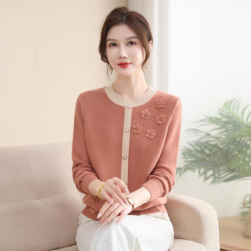 

Stylish Autumn Knit Sweater 2026: Versatile Long-Sleeved Top for Middle-Aged and Elderly Women XL (120-130 lbs) оранжевый