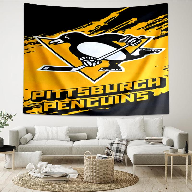 Pittsburgh Penguins Hockey Team Tapestry, Unique Design Tapestry, Wall Decor for Bedroom,Livingroom, Playroom,Heartwarming Fan Holiday Gifts