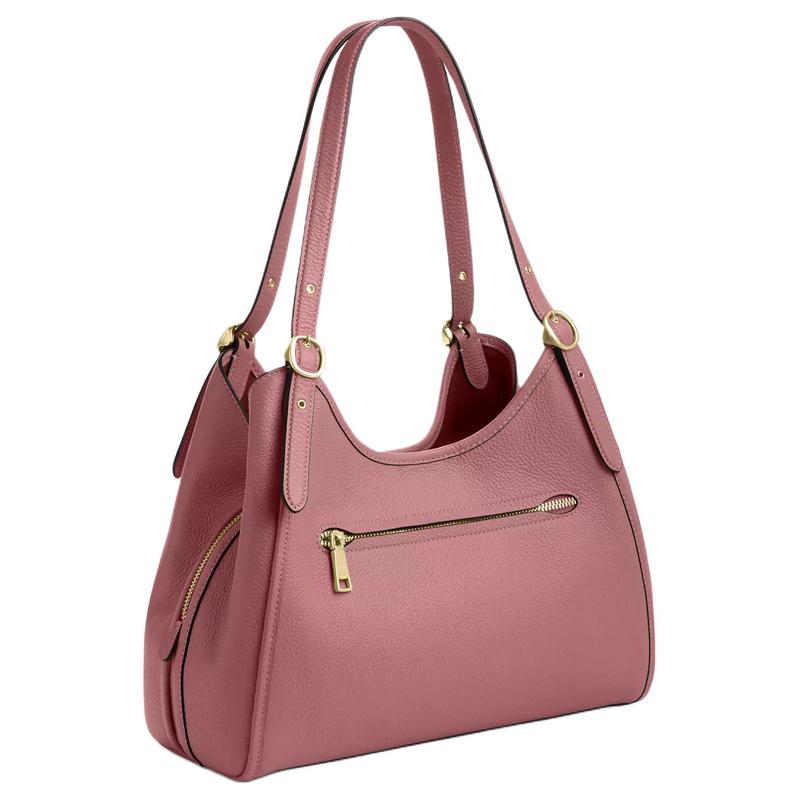Coach Erin Schulter 31 Unifarbenes Design Goldene Beschläge Genarbtes Leder Schultertasche Groß Damen Pfingstrose