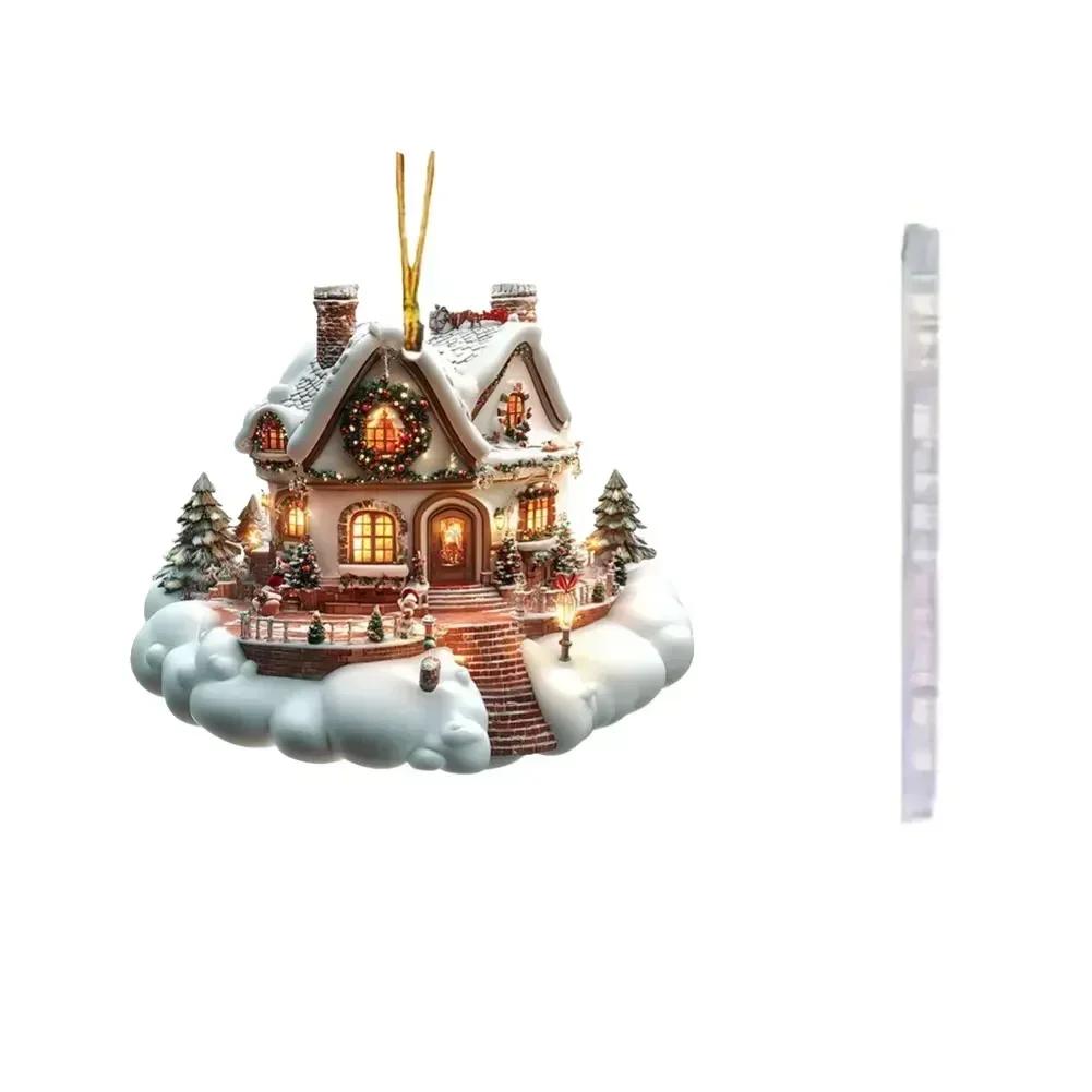 

Acrylic Cloud Snow House Pendant Whimsical Ornament Cloud Snow House 8cm Acrylic Pendant Holiday Decor Whimsical Design