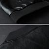 Men Fall Winter Coat Smooth Faux Leather Windproof Stand Collar Long Sleeve