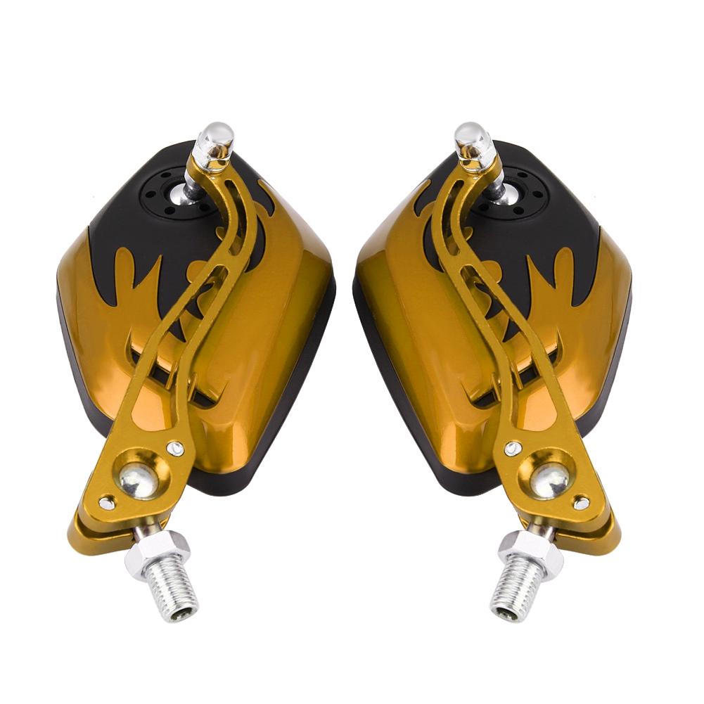 1 Pair of  Scooter Aluminum Flame Pattern Side Rear View Mirrors for  M8M10 Universal Motorcycle