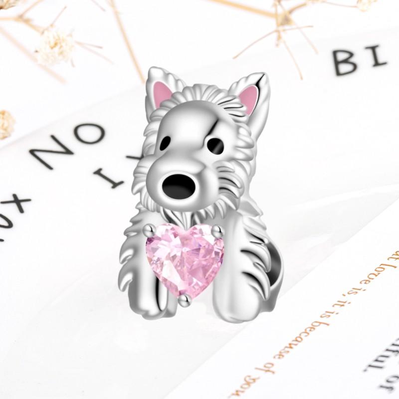 DIY Sparkling Paw Print Charm Beads for Pet Cat Dog Bracelets Jewelry Gifts Accessories