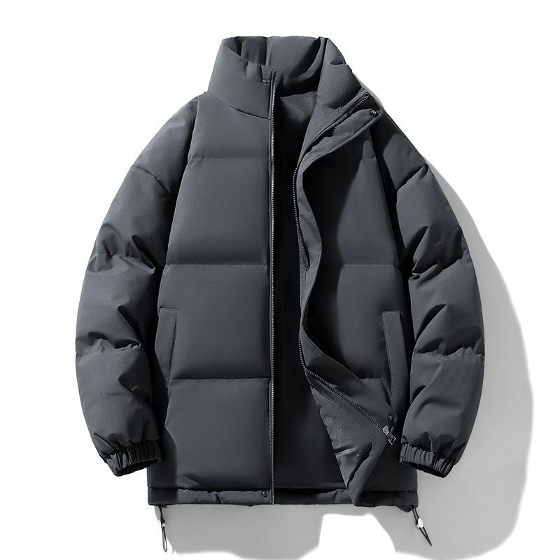 Stand-up Collar Solid Color Cotton-padded Clothes for Men and Women, Winter Bread Clothes, Large Size Thickened Warm Loose Tops, Trendy