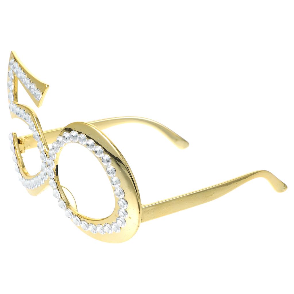 1 Pair of Birthday Glasses 50 Years Old Glasses with Rhinestones Funny Plastic Costume Photo Booth Prop
