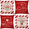 Red Festive Christmas Pillow Cover Linen Letter Print Sofa Cushion Cover Home Decor Pillow Cover