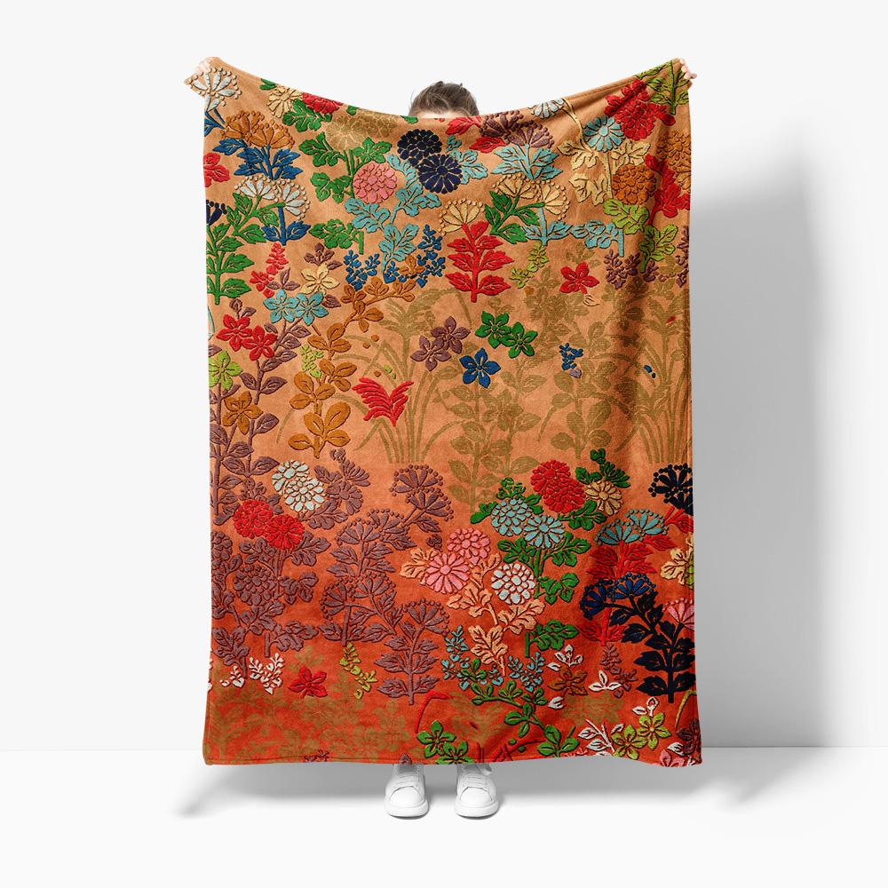 

Faux Fur Throw Blanket Floral Print Sofa Bed Living Room Decorative Warm Cozy Blanket Gift 75x100cm