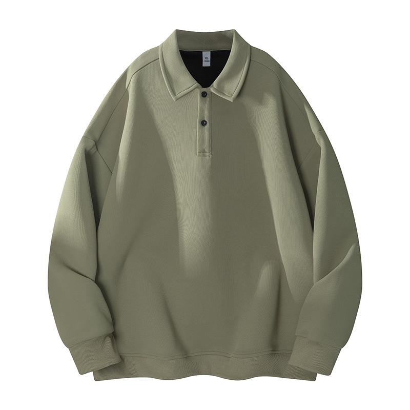 Men's Trendy Retro Long Sleeve Solid Color Polo Hoodie