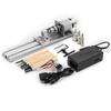 24V Mini Lathe Beads Machine Woodworking DIY Lathe Engraver Set 80W Grinder Polishing Cutting Drill Rotary +Power Supply