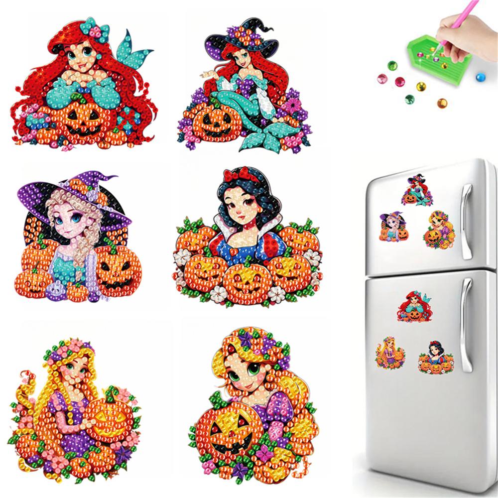 6pcs/Set Princess Series Diamond Painting Magnets for Refrigerator Diamond Art Fridge Magnets for Adults Diamond Art Refrigerator Magnets Kits
