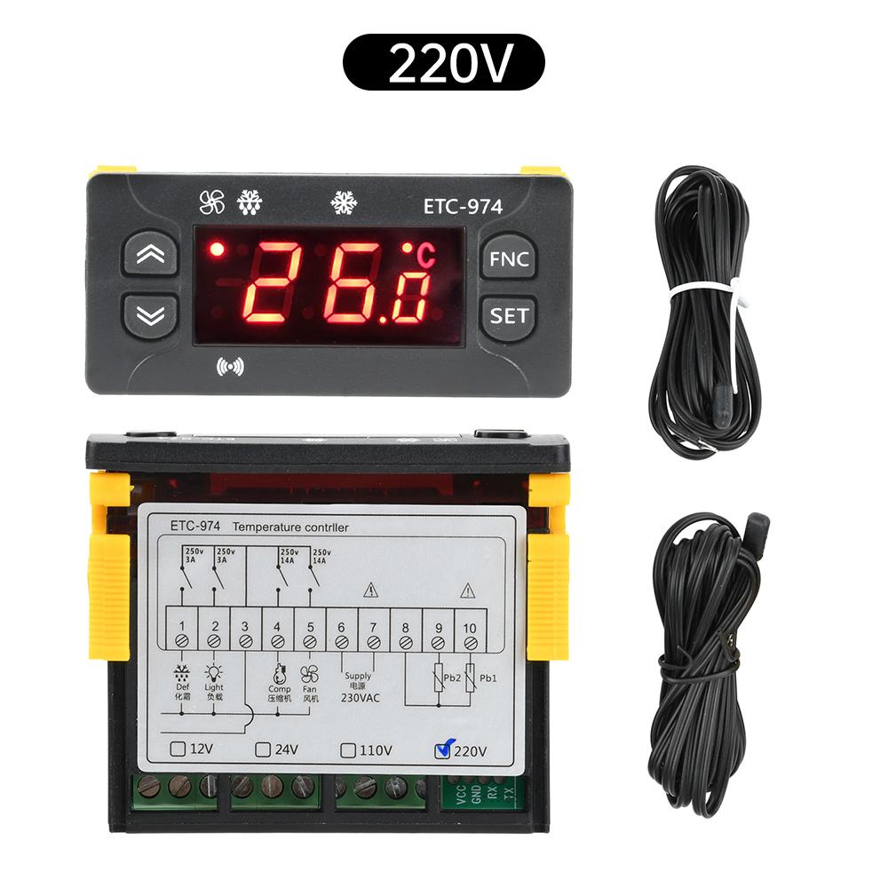 ETC-974 Digital Temperature Controller Microcomputer Thermostat Refrigeration Alarm 12V 24V 110V  220V NTC Sensor
