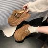Mode 8CM Höjdökande Damskor Utan Klack Halvtoffla Vår Ny Stil Tjocksulade Högklackar Tåhätta Casual Damtofflor