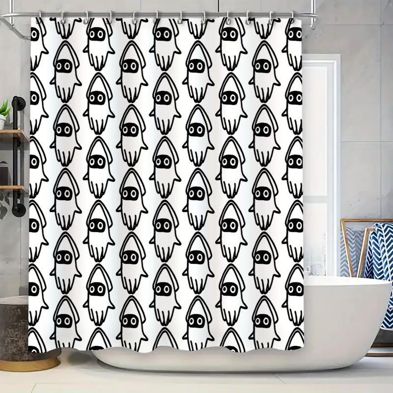 

Unframed Spooky Halloween Bat Shower Curtain Gothic Horror Bats Panel Bathroom Decor Set W60H190(CM)-1 Pcs