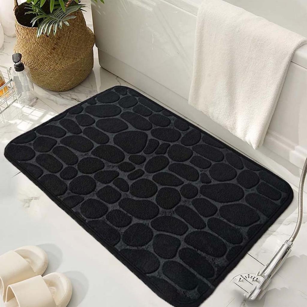 HOMZY Bathroom Bathtub Water Absorption Non-slip Floor Rug Bath Mat Doormat Cobblestone Embossed Washable Carpets