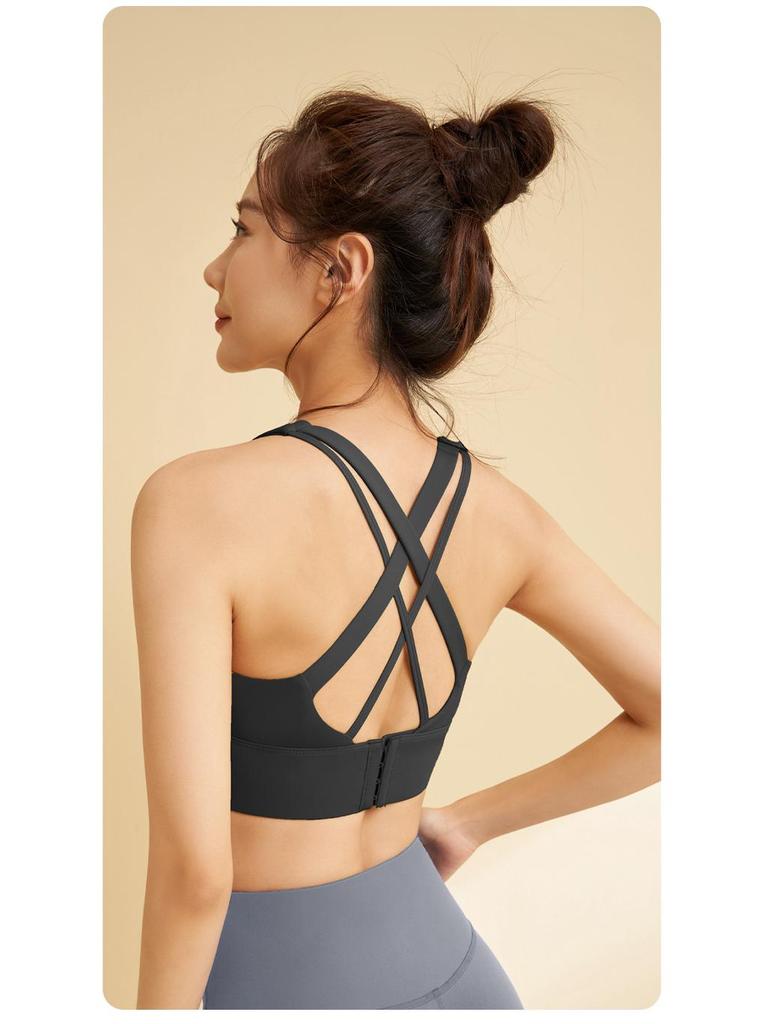 Soutien-gorge de sport antichoc haute élasticité avec coussinets amovibles et boucle pour femmes