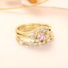 Princess Ring Three-piece Set, Pink Zircon Sweet Ring Girl, Niche Daily Model.
