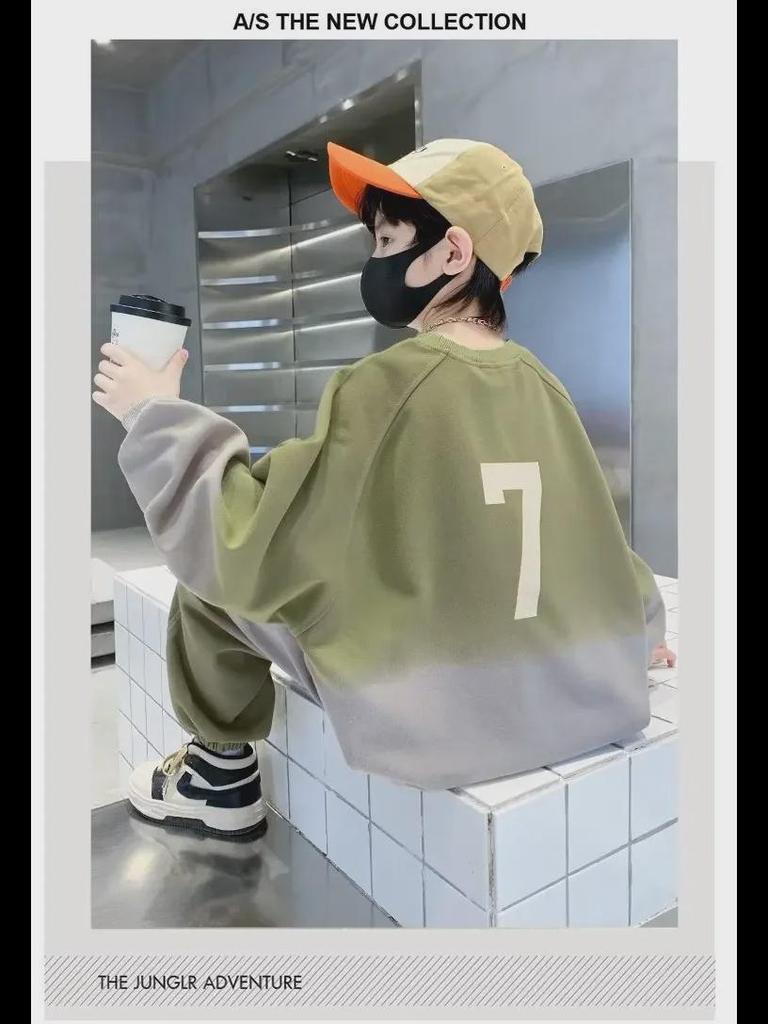 Boys' 2023 Gradient Street Style Sports Suit - Spring/Autumn Sweater