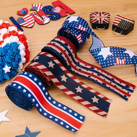 1 Rolle 4,5 m Amerikanische Flagge Band U.S.. Flaggen-Elemente Gedenk-Dekorationstuch Unabhängigkeitstag Zugband Festival-Accessoires