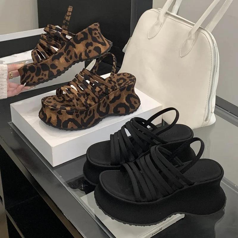 Eilyken New Design Narrow Band Platform Wedges Women's Sandals Summer Peep Toe Buckle Strap High Heels Dress Gladiator Shoes