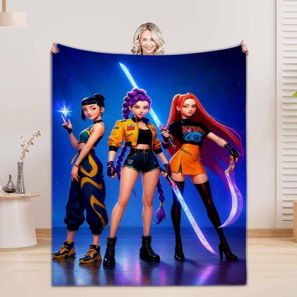K-Pop Demon Hunters Blanket Girls Boys Plush Throw Blanket Novelty Warm Blanket All Season Gift