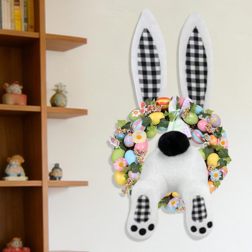 Bunny Wreath Attachment Bunny Butt with Ears Hangable Easter Front Door Wreath Attachment for Spring Holiday Party Indoor