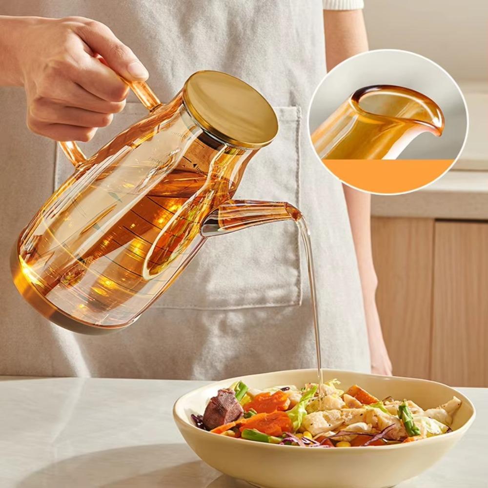 Large Capacity Glass Oil Pot Food-grade Oil Storage Container Oil Dispenser Bottle  Household