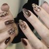 Autumn/Winter Leopard Print Cat Eye Short Almond Wearable Nails