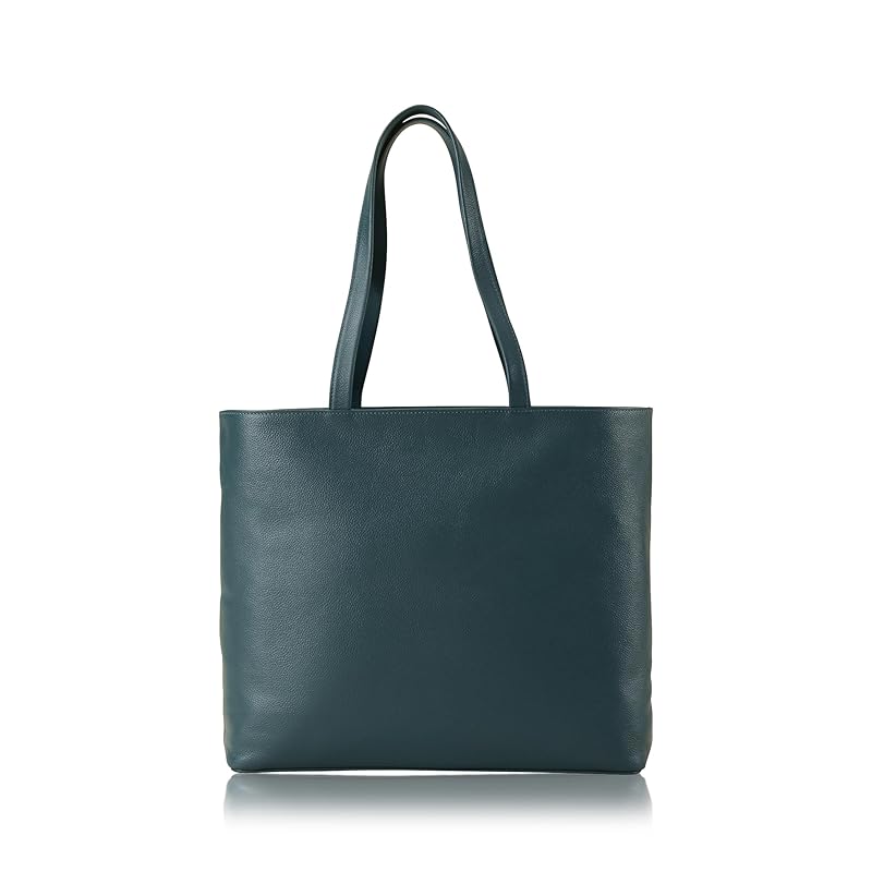 

[Business Leather Factory] A4 tote bag Water repellent original leather cow leather unisex Compatible with 14 inch PC With zipper (teal blue)