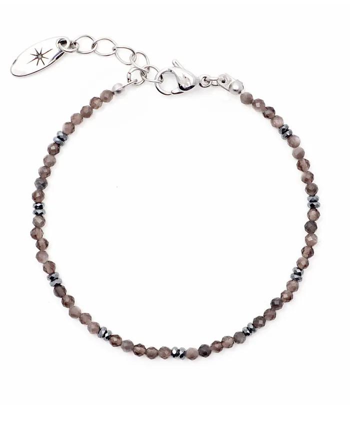 Smoky Crystal Micro Bead Bracelet (PLT-BR-107_BR)