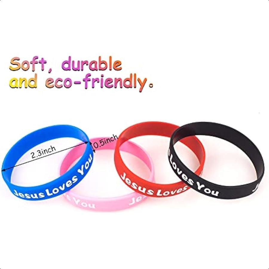 Jesus Loves You Rubber Bracelets Colorful Silicone Christian Jesus Wristbands for Men Women Party Favors Inspirational Bracelet