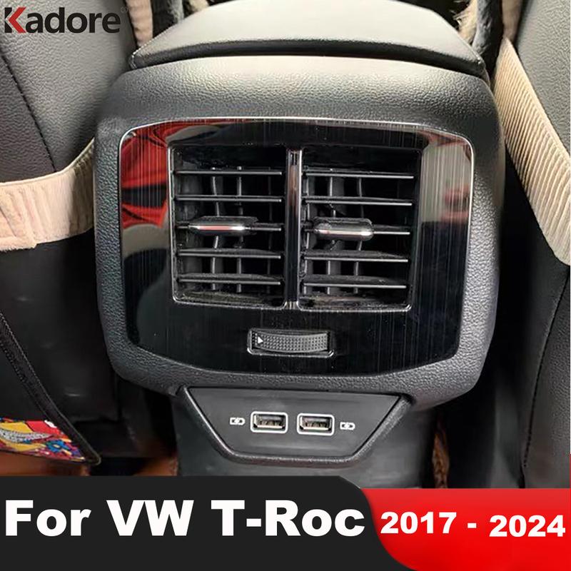 For Volkswagen VW T-Roc TROC 2017- 2024 Steel Car Armrest Box Rear Air Condition Vent Outlet Cover Trim Interior Accessories